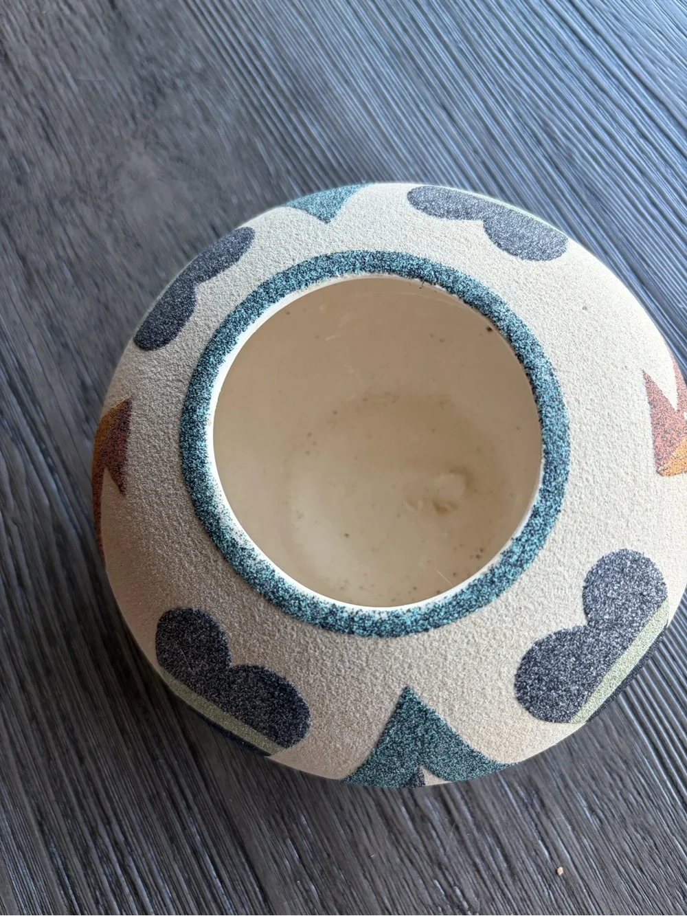 Handcrafted Sand-Textured Decorative Bowl in Cream with Multicolor Accents